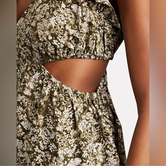 NWT Rails Nyla Flutter Sleeve Cotton Poplin Mini Cutout Dress Olive Vine size XL - Picture 2 of 15